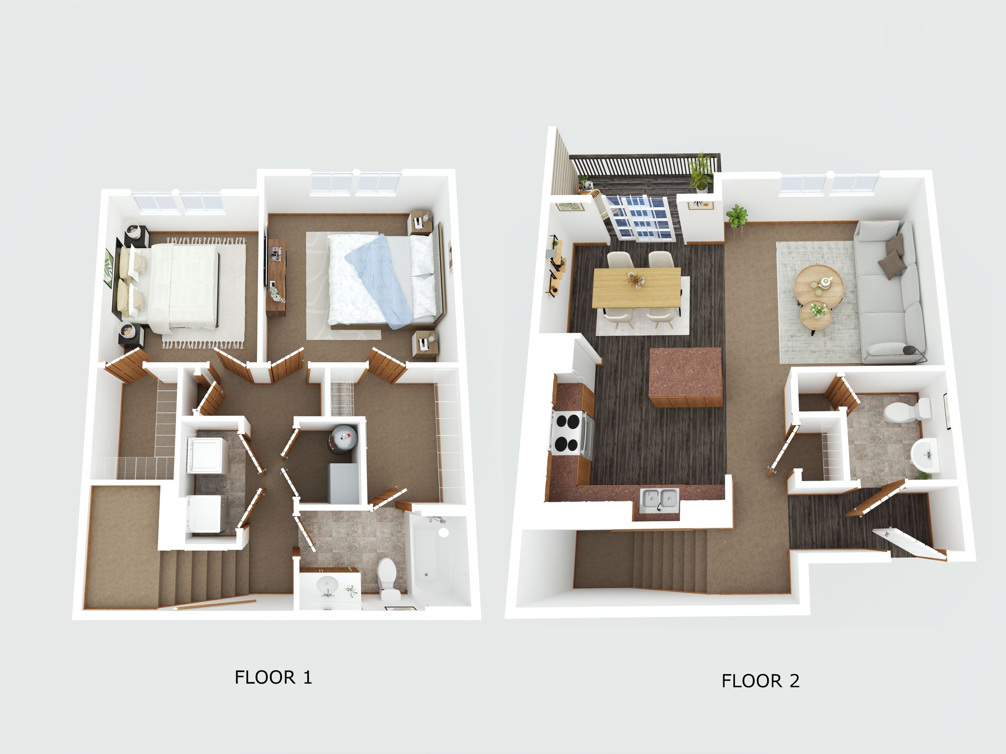Maple Ridge Townhomes 2 bedroom 1.5 bathroom unit layout